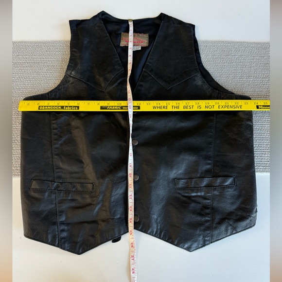 Vintage Permit Platinum Black Leather Western Style Vest Size XL - Picture 5 of 9